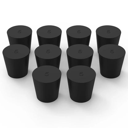Rubber Stopper, Conical Solid, Black, 5/10 Pack Labasics