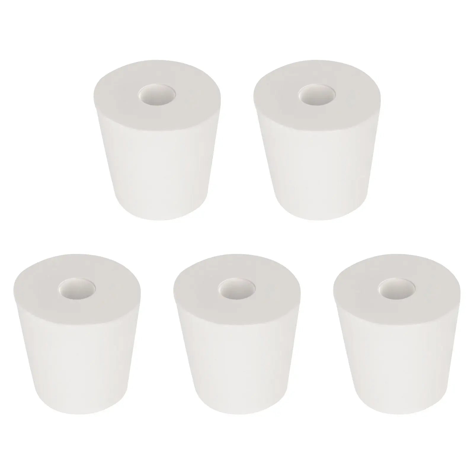 Single-Hole Rubber Stoppers, 5-Pack White Tapered Lab Seals Labasics