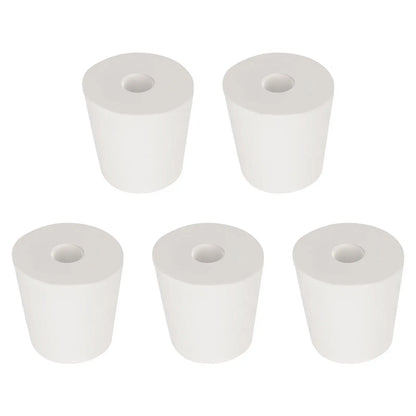 Single-Hole Rubber Stoppers, 5-Pack White Tapered Lab Seals Labasics