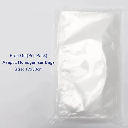 Packing list and free gift: Aseptic Homogenizer Bags (17x30 cm) included per pack