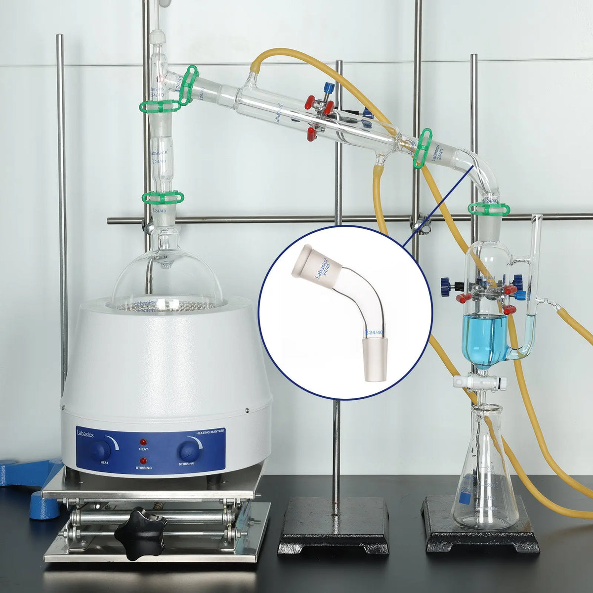 Glass Distilling Adapter,  105 Degree Bent Labasics