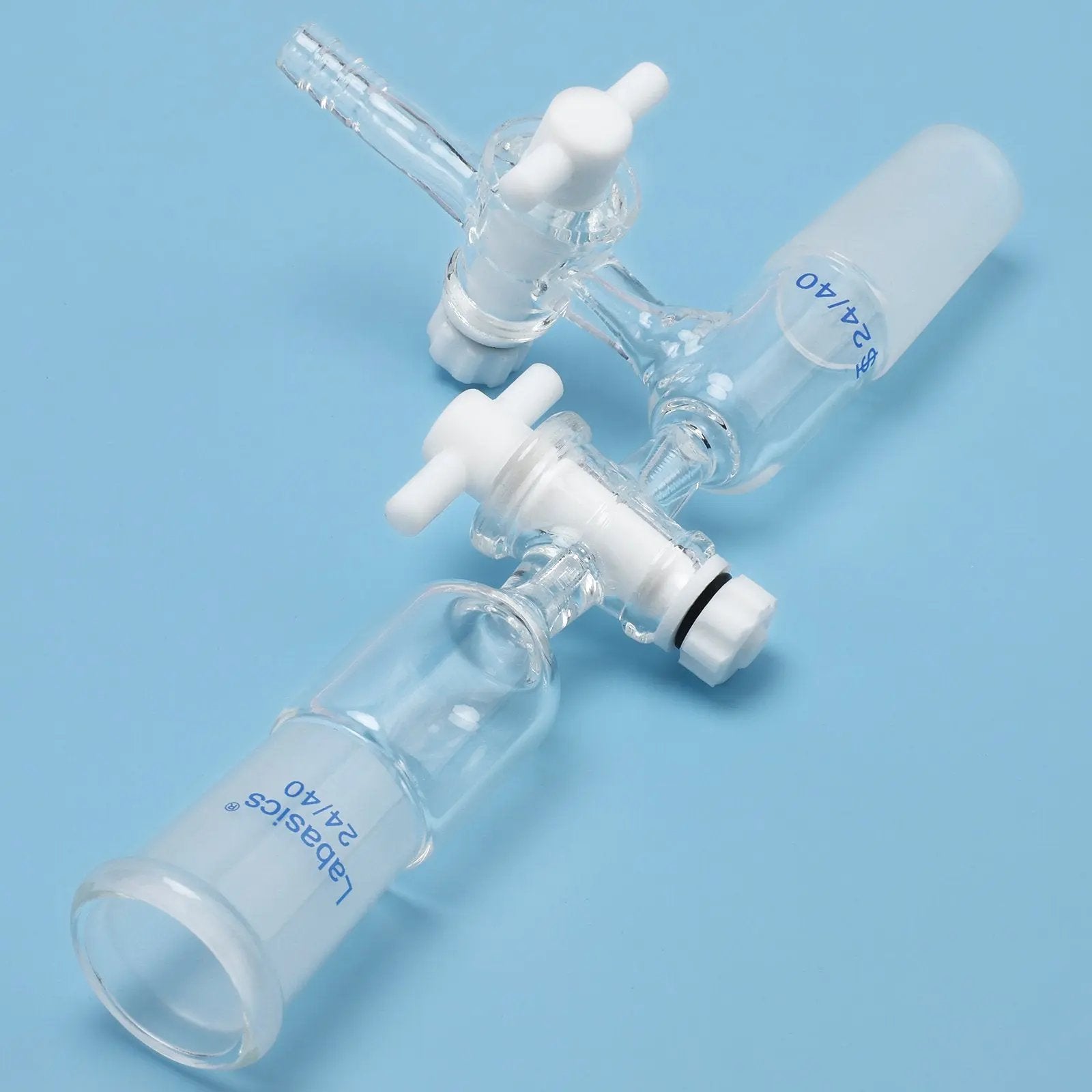 Glass Vertical Vacuum Take Off Adapter with 2 PTFE Stopcocks Labasics