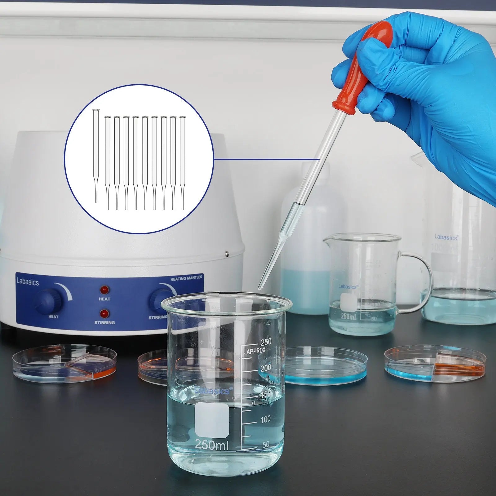 Non-Graduated Dropper Pipettes, 50 Pack, 1-3 mL Labasics