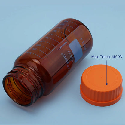 Amber Borosilicate Glass Media Storage Bottle with GL80 Orange Screw Cap