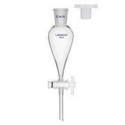 Conical separatory funnel, 60 mL, 24/29 joint, borosilicate glass, PTFE stopcock and plastic stopper, for small-scale liquid separation