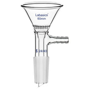 Glass filter funnel, 24/40 joint, hose connector, borosilicate body, triangular design with filter plate