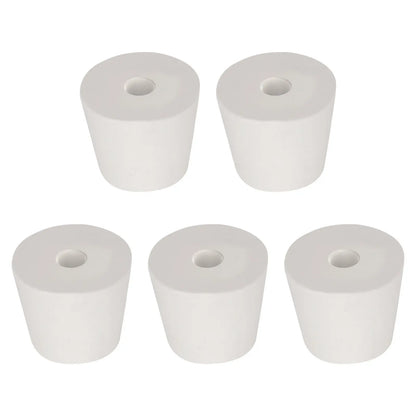 Single-Hole Rubber Stoppers, 5-Pack White Tapered Lab Seals Labasics