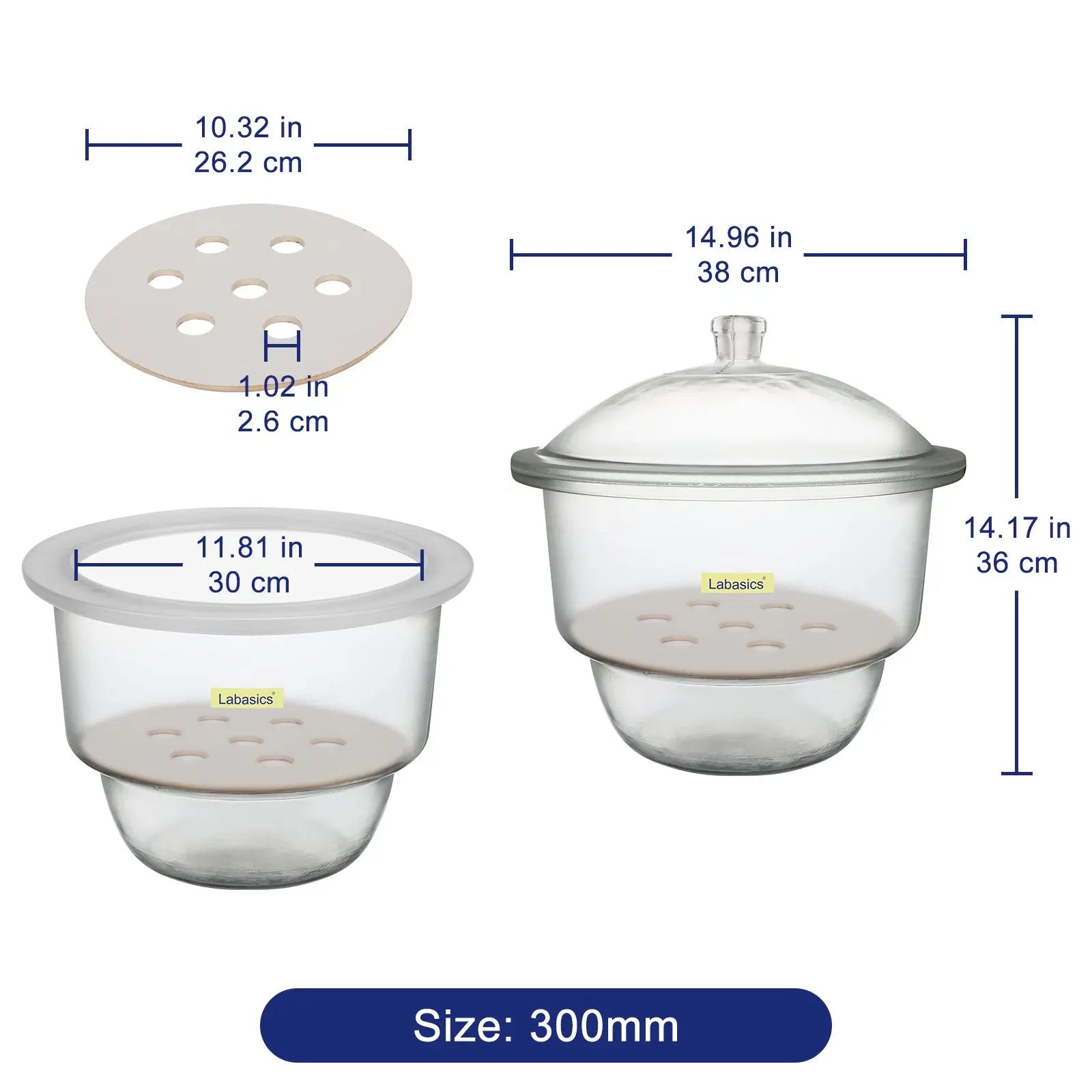 Glass Desiccator, 180-300 mm Inner Diameter Labasics