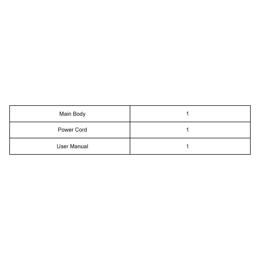 Packing list showing all included components of Automated Light-Incubator