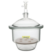 180 mm glass vacuum desiccator, borosilicate body, matte lid, porcelain plate for laboratory moisture protection and sample storage