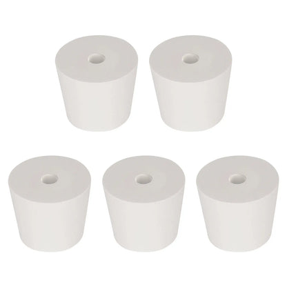 Single-Hole Rubber Stoppers, 5-Pack White Tapered Lab Seals Labasics