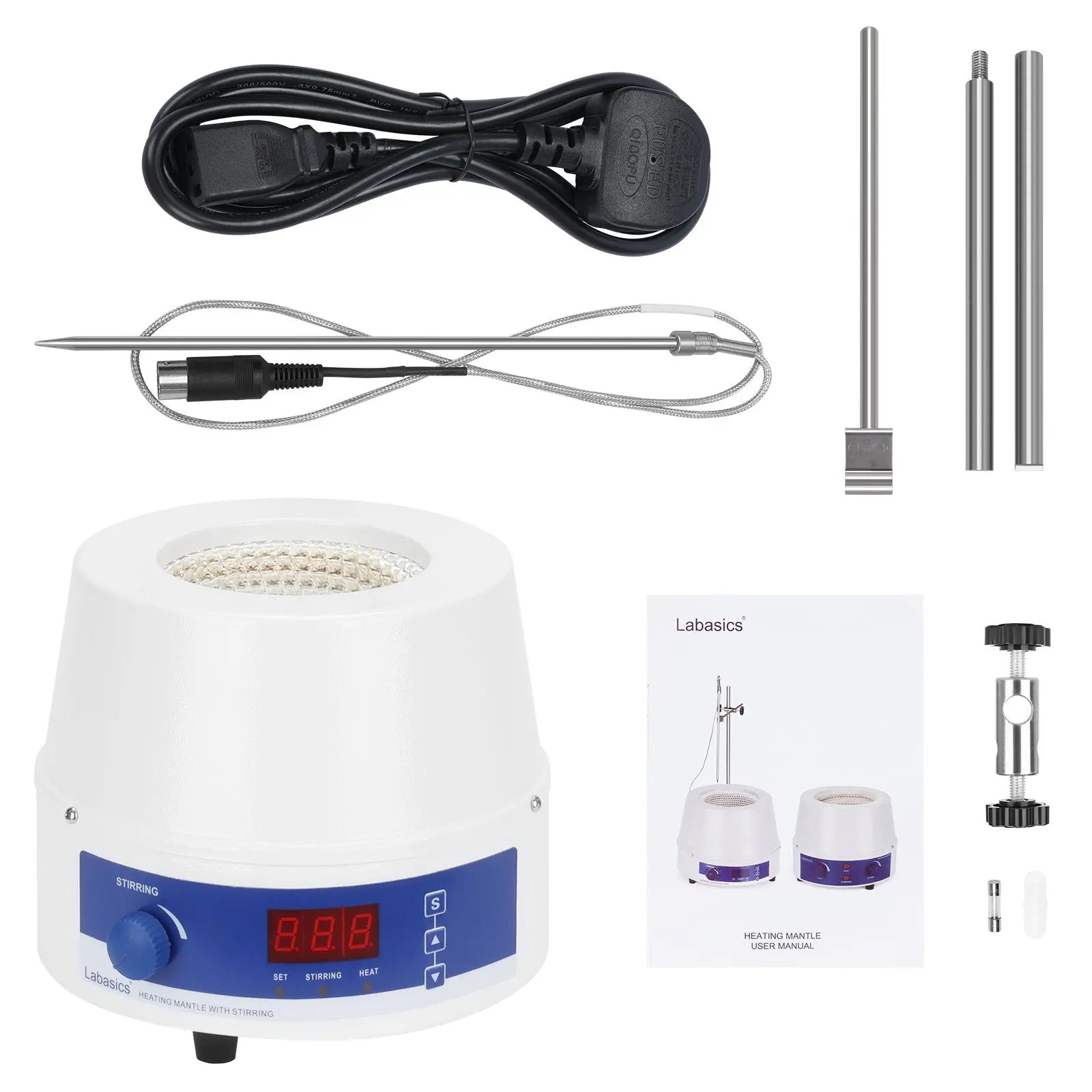 Digital Magnetic Stirring Heating Mantle with Temperature Probe, 250-1000 mL, RT-300℃, 20-1200 RPM Labasics