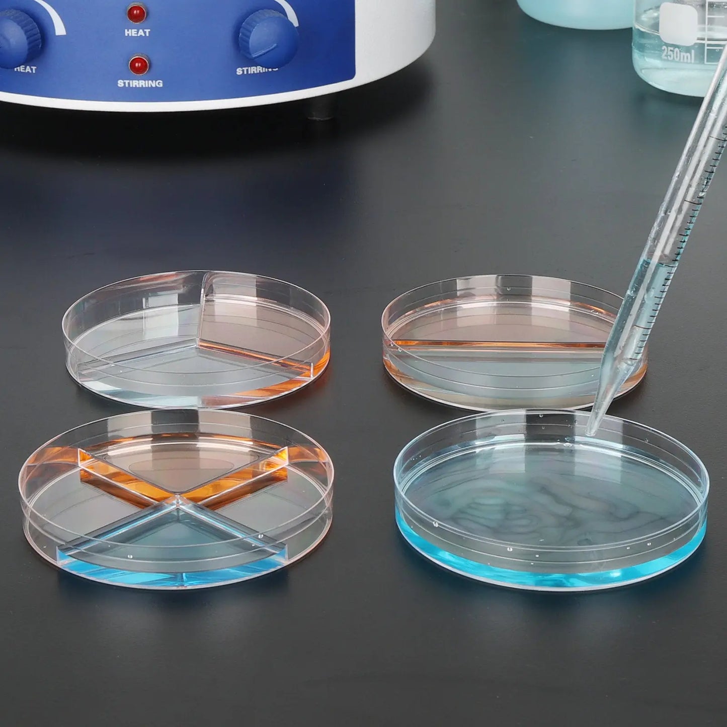 Plastic Petri Dishes, 10 Packs, 1-4 Compartments Labasics