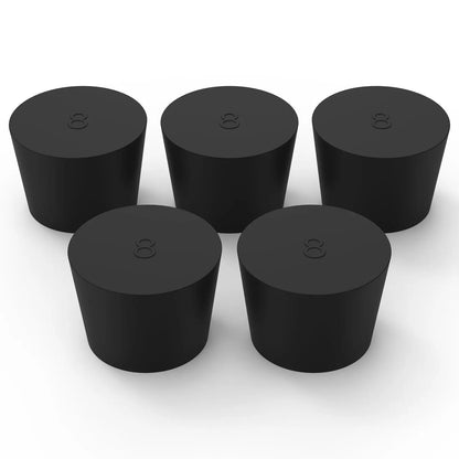 Rubber Stopper, Conical Solid, Black, 5/10 Pack Labasics