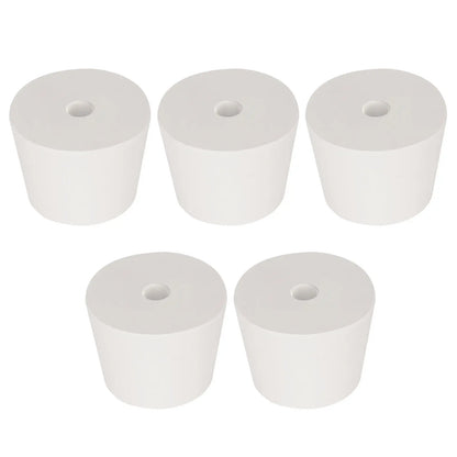 Single-Hole Rubber Stoppers, 5-Pack White Tapered Lab Seals Labasics