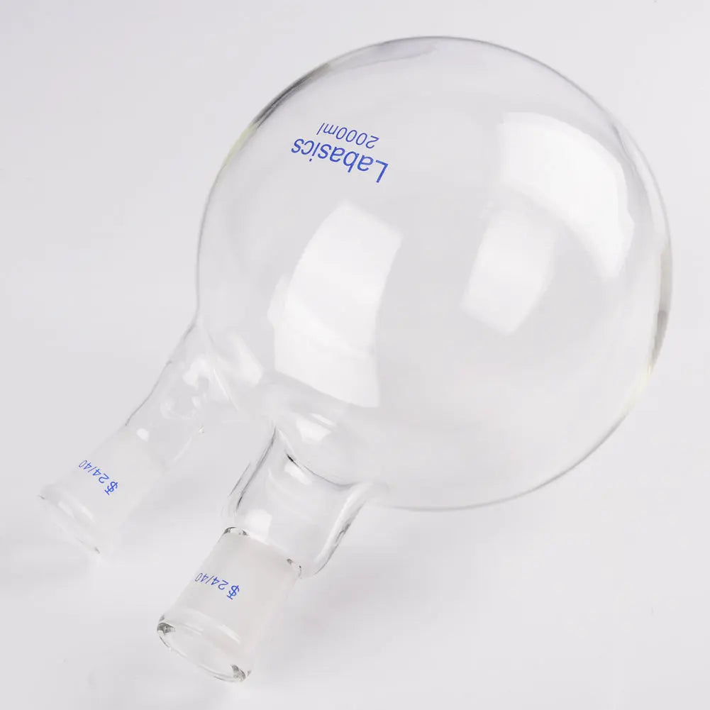 2 Neck Round Bottom Flask, 24/40 Center and Side Standard Taper Outer Joint, 50-2000 mL Labasics