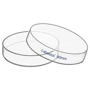 Glass petri dish with lid, 90 mm diameter, high borosilicate glass, autoclavable, clear surface for sample observation and lab use