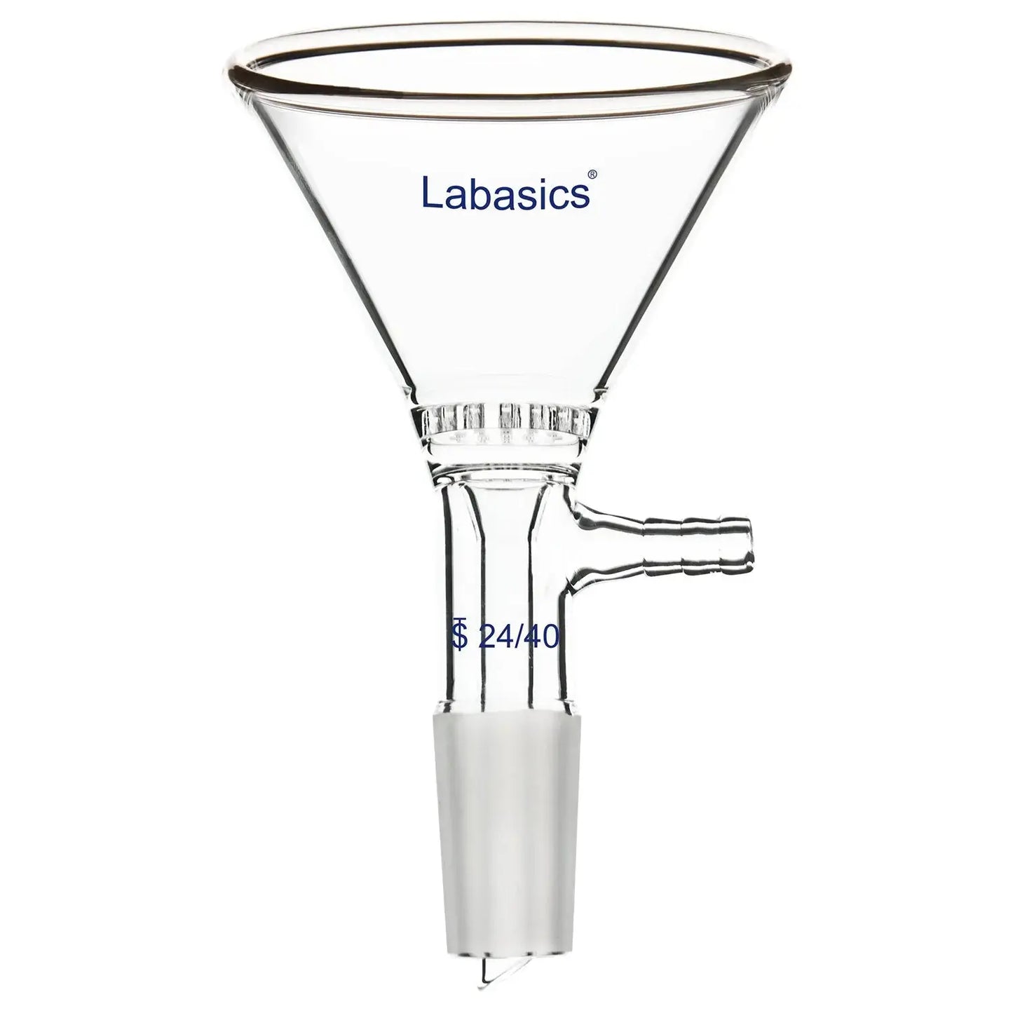Laboratory filter funnel, glass filter plate, 24/40 ground joint, hose outlet for vacuum setup