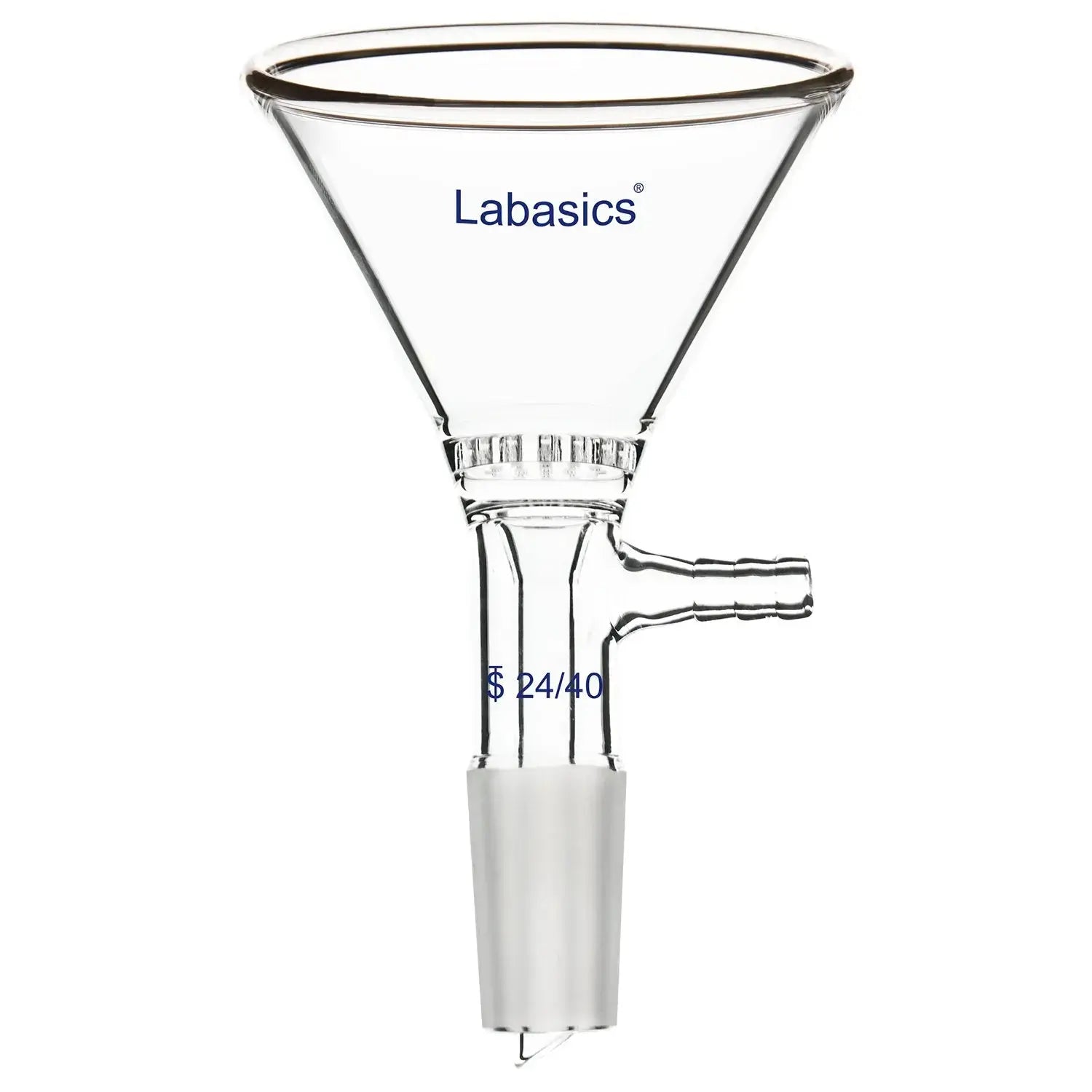 Laboratory filter funnel, glass filter plate, 24/40 ground joint, hose outlet for vacuum setup