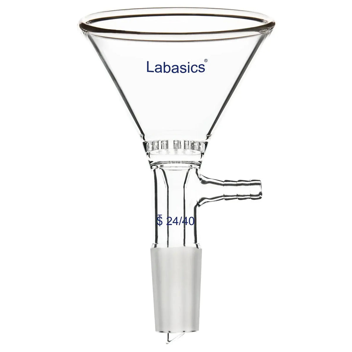 Laboratory filter funnel, glass filter plate, 24/40 ground joint, hose outlet for vacuum setup