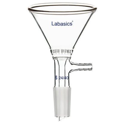 Laboratory filter funnel, glass filter plate, 24/40 ground joint, hose outlet for vacuum setup