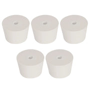 Single-Hole Rubber Stoppers, 5-Pack White Tapered Lab Seals Labasics