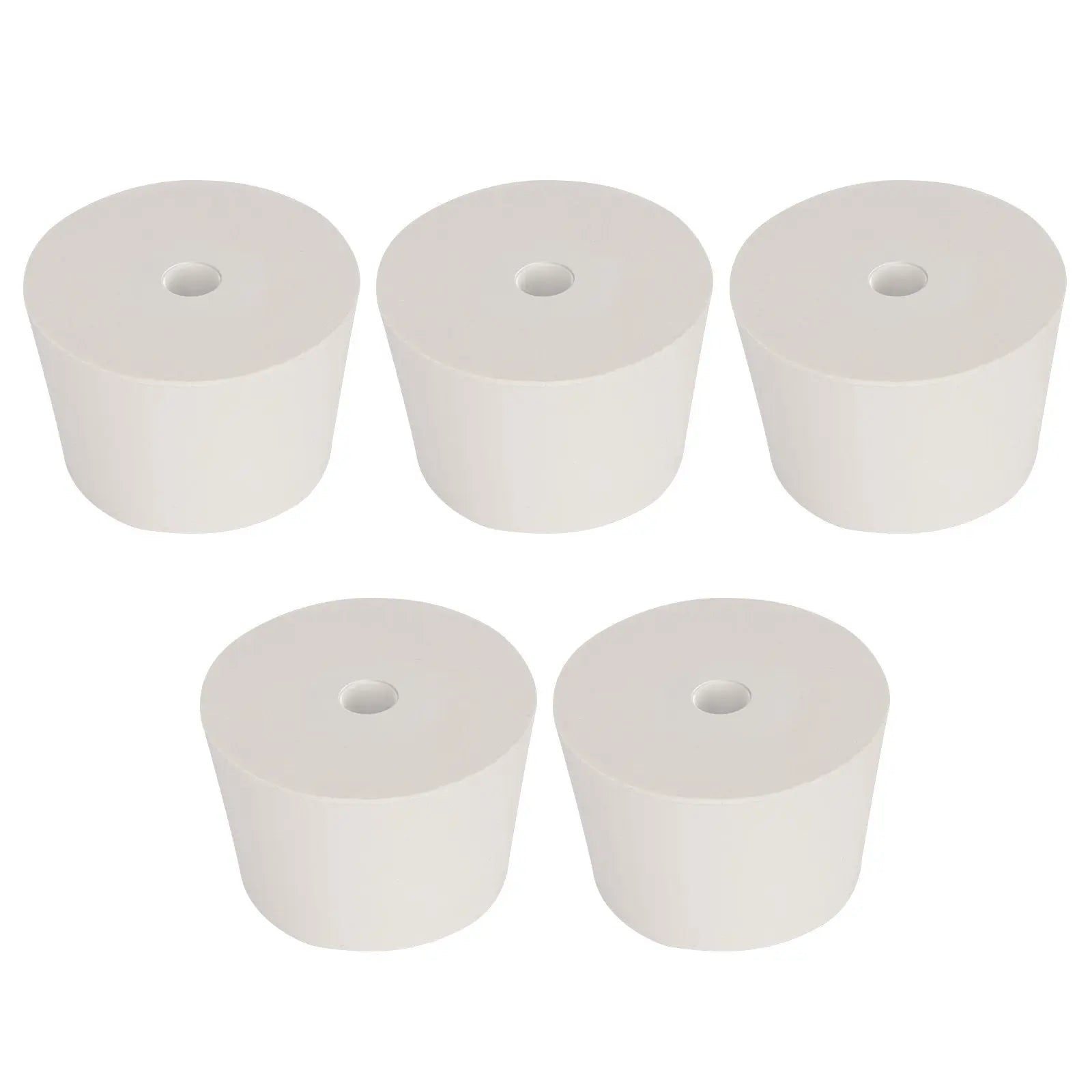 Single-Hole Rubber Stoppers, 5-Pack White Tapered Lab Seals Labasics