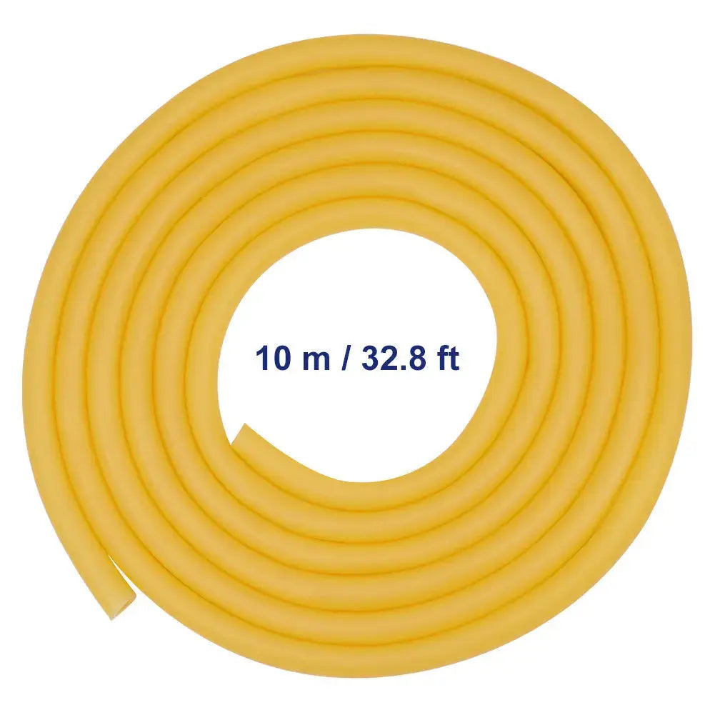 Amber rubber tubing, natural latex, 12 mm outer diameter, 8 mm inner diameter, 10 meter continuous roll, highly elastic up to 700% elongation for versatile use
