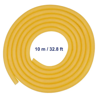 Amber rubber tubing, natural latex, 12 mm outer diameter, 8 mm inner diameter, 10 meter continuous roll, highly elastic up to 700% elongation for versatile use