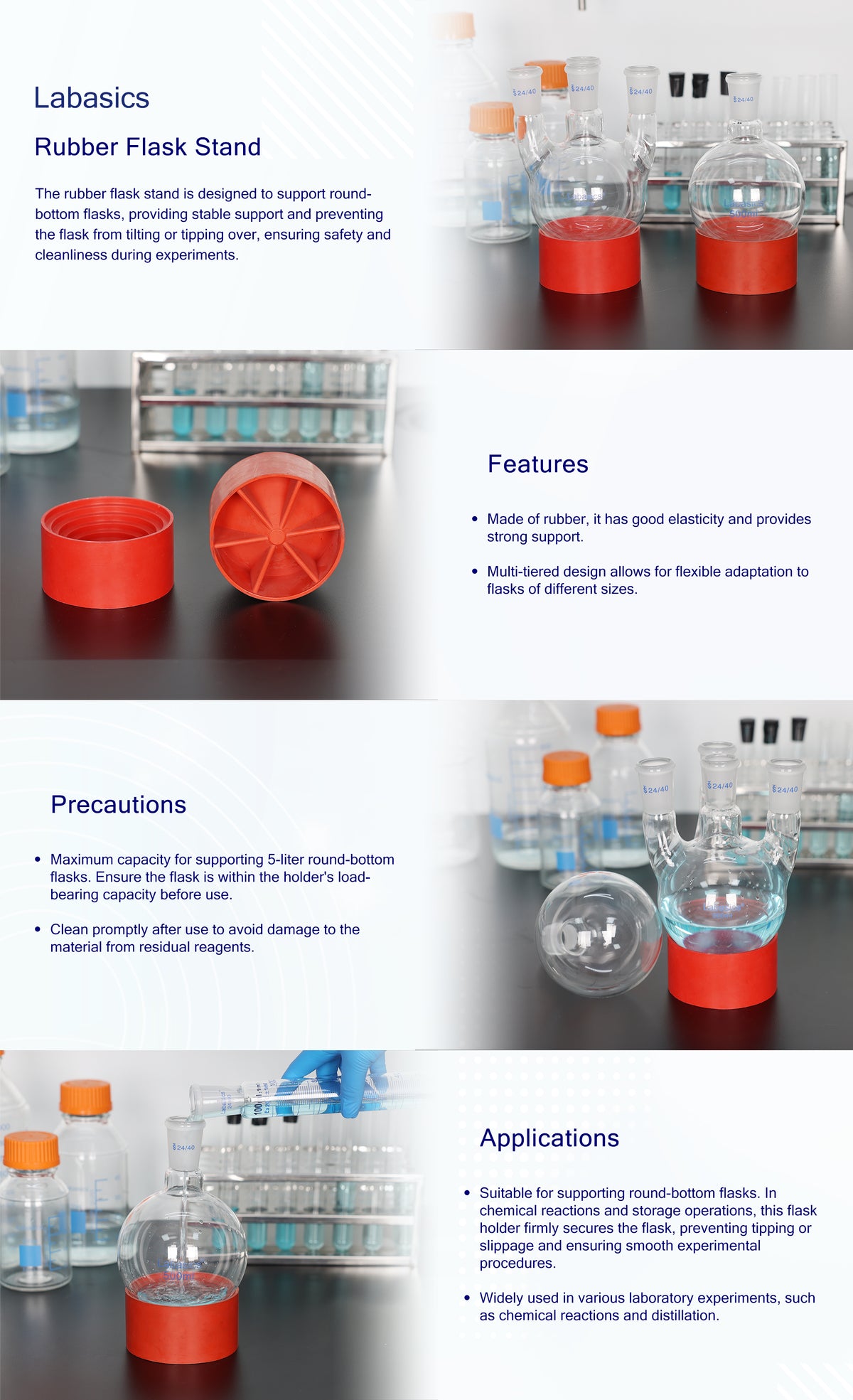 Labasics Rubber Flask Stand, 90 mm, Round Bottom Flask Support ...