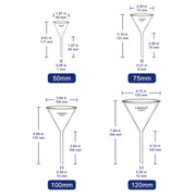 Glass Funnel Set, Short Stem, 4 Sizes, Combo Pack Labasics