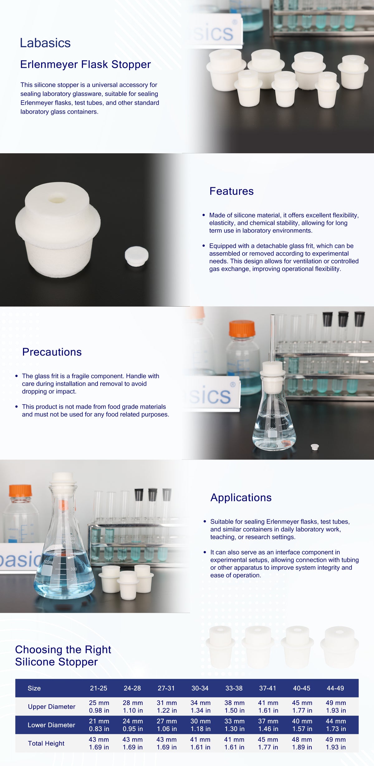 Labasics Silicone Stopper with Detachable Glass Frit, 3-5 Pack ...