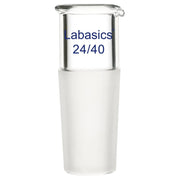 Borosilicate glass connecting adapter with pouring spout, 24/40 joint, reusable and durable for accurate lab liquid transfer