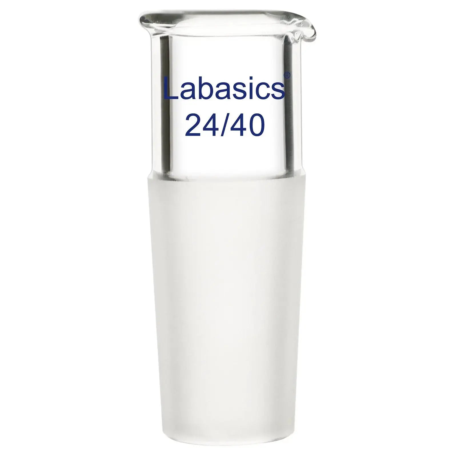 Borosilicate glass connecting adapter with pouring spout, 24/40 joint, reusable and durable for accurate lab liquid transfer