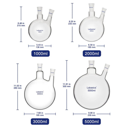 2 Neck Round Bottom Flask, 24/40 Joints, 50-5000 ml Labasics