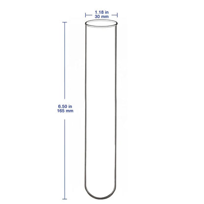 Glass Round Bottom Test Tubes, 30 mm OD X 165 mm Length, 15 Packs Labasics