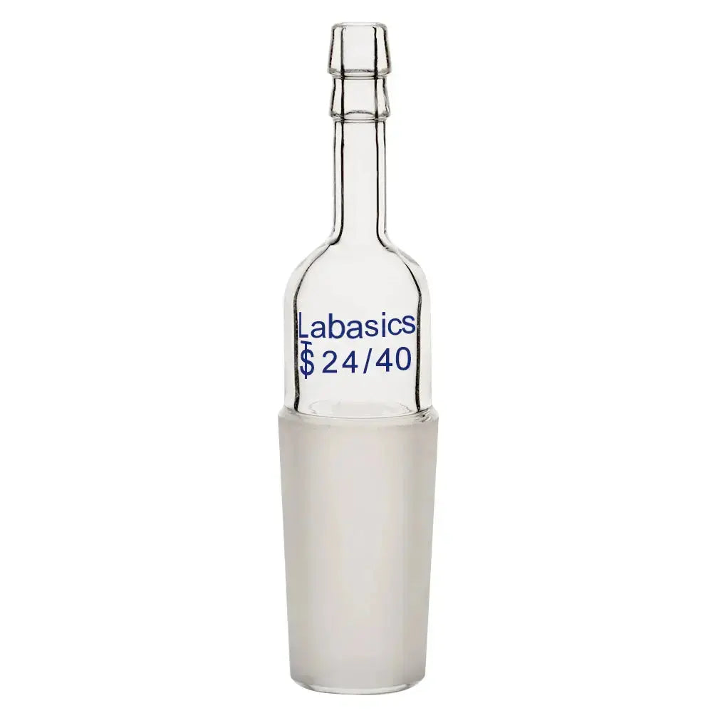 Borosilicate glass straight inlet distilling adapter, 24/40 joint, heavy-duty and reusable, ideal for connecting distillation equipment and hoses