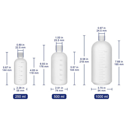 HDPE Narrow Mouth Plastic Reagent Bottle, 2-Pack, 250-1000 ml Labasics