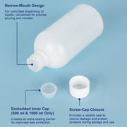 HDPE Narrow Mouth Plastic Reagent Bottle, 2-Pack, 250-1000 ml Labasics