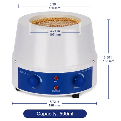 Laboratory heating and stirring combo with uniform heat and 1600 RPM magnetic stirring