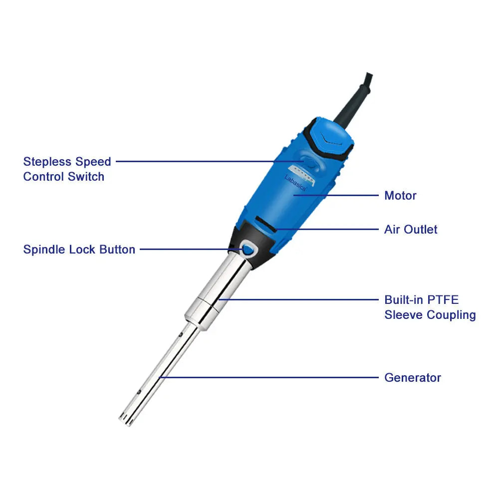 High-Speed Handheld Homogenizer, 0.2-150 mL Vessels, 3000-32000 rpm Labasics