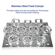 Stainless steel flask clamp for shaking tray