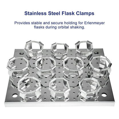 Stainless steel flask clamp for shaking tray
