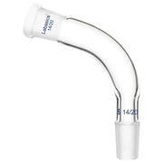 105° bent borosilicate glass distilling adapter, 14/20 joint, reusable and durable for laboratory distillation setups