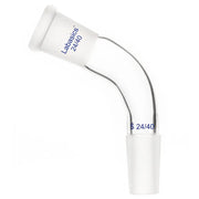 105° bent borosilicate glass distilling adapter, 24/40 joint, heavy-duty and chemical-resistant, ideal for connecting columns and condensers