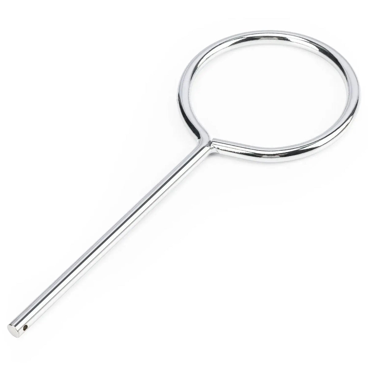 Straight chrome-plated retort ring for securing laboratory glassware