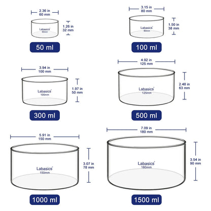 Crystallizing Dish, No Spout, 50-1500 ml Labasics