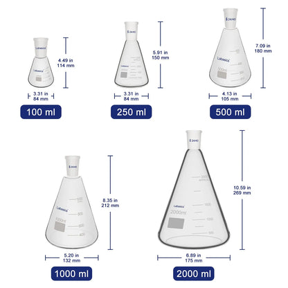 Erlenmeyer Flask, 24/40 Joint, 100-1000 ml Labasics