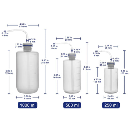 LDPE Wash Bottle, Translucent, 1-3 Pack, 250-1000 ml Labasics