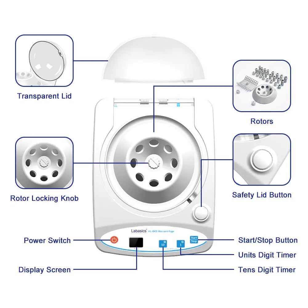 Mini Centrifuge, 4000-11000 rpm, Max 7100×g, Compatible with 1.5/2.0 mL Tubes Labasics